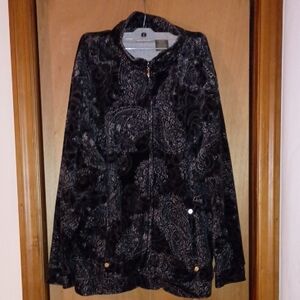 Jane Ashley Black Paisley Bomber Jacket
